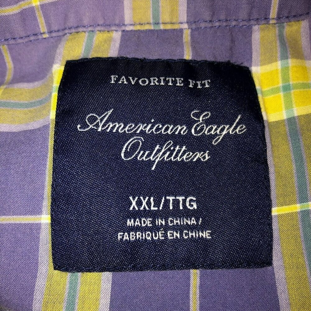 American Eagle Womens Size XXL Purple Plaid Long Sleeve Pearl Snap Shirt - Picture 8 of 9